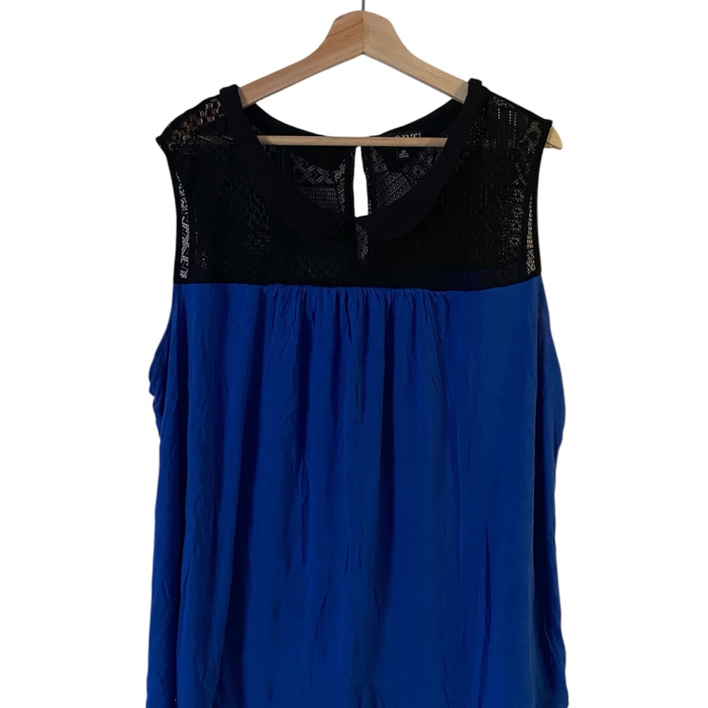 a.n.a Black Lace Top with Blue Accents